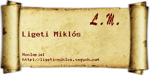 Ligeti Miklós névjegykártya